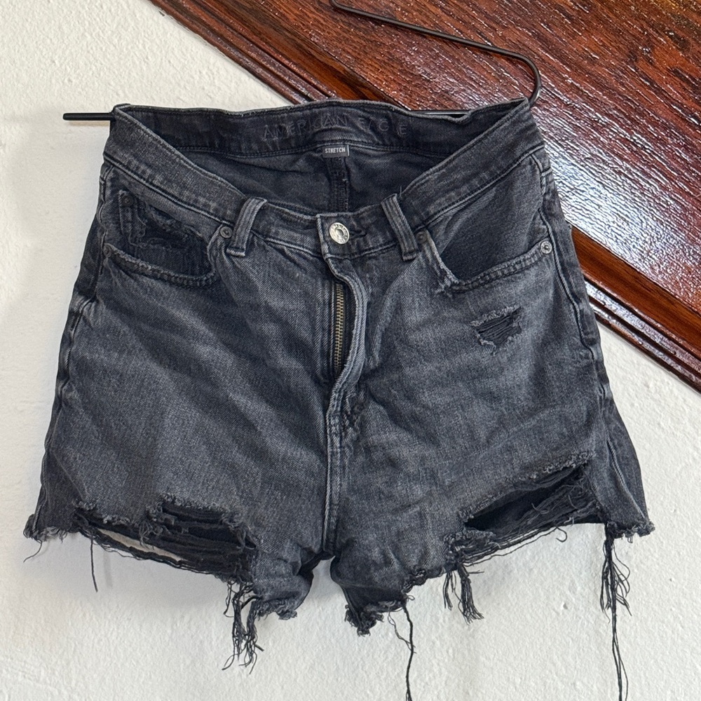 American Eagle Outfitters Charcoal Distressed Jean Shorts